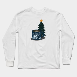 Christmas Hot Cocoa Beverage with Christmas Tree Long Sleeve T-Shirt